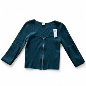 Abercrombie Teal Zip-Up Knit Long Sleeve Sweater – Size S